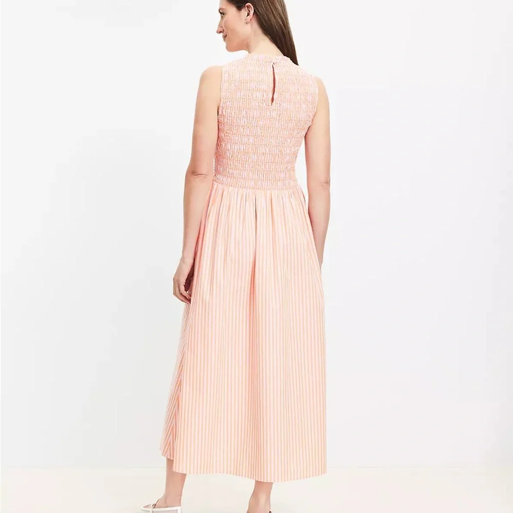LOFT Pink Sleeveless Mock Neck Midi Sundress - Picture 2 of 2